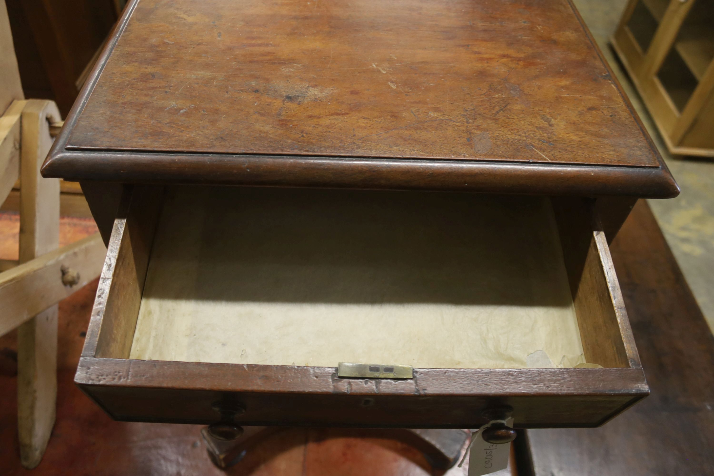 A Victorian mahogany work table, width 50cm, depth 40cm, height 73cm